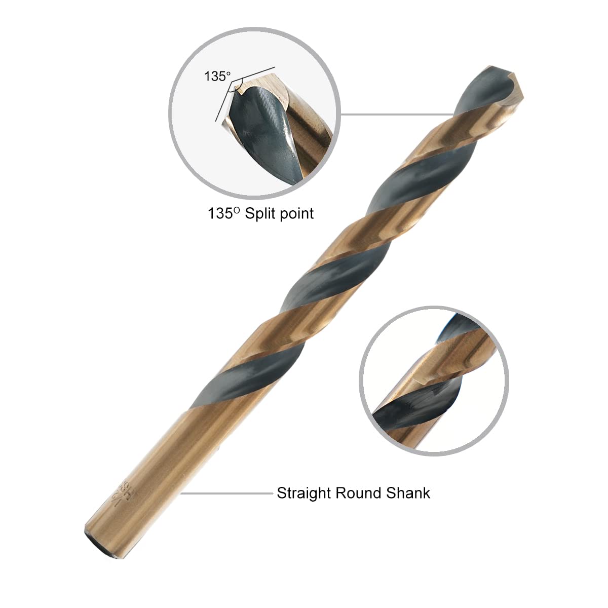 GMTOOLS 13Pcs Cobalt Drill Bits Set, M35 HSS 135 Degree Tip, Twist Jobber Length Drill Bit Kit for Hardened Metal, Cast Iron, Stainless Steel, Plastic and Wood with Storage Case 1/16"-1/4"