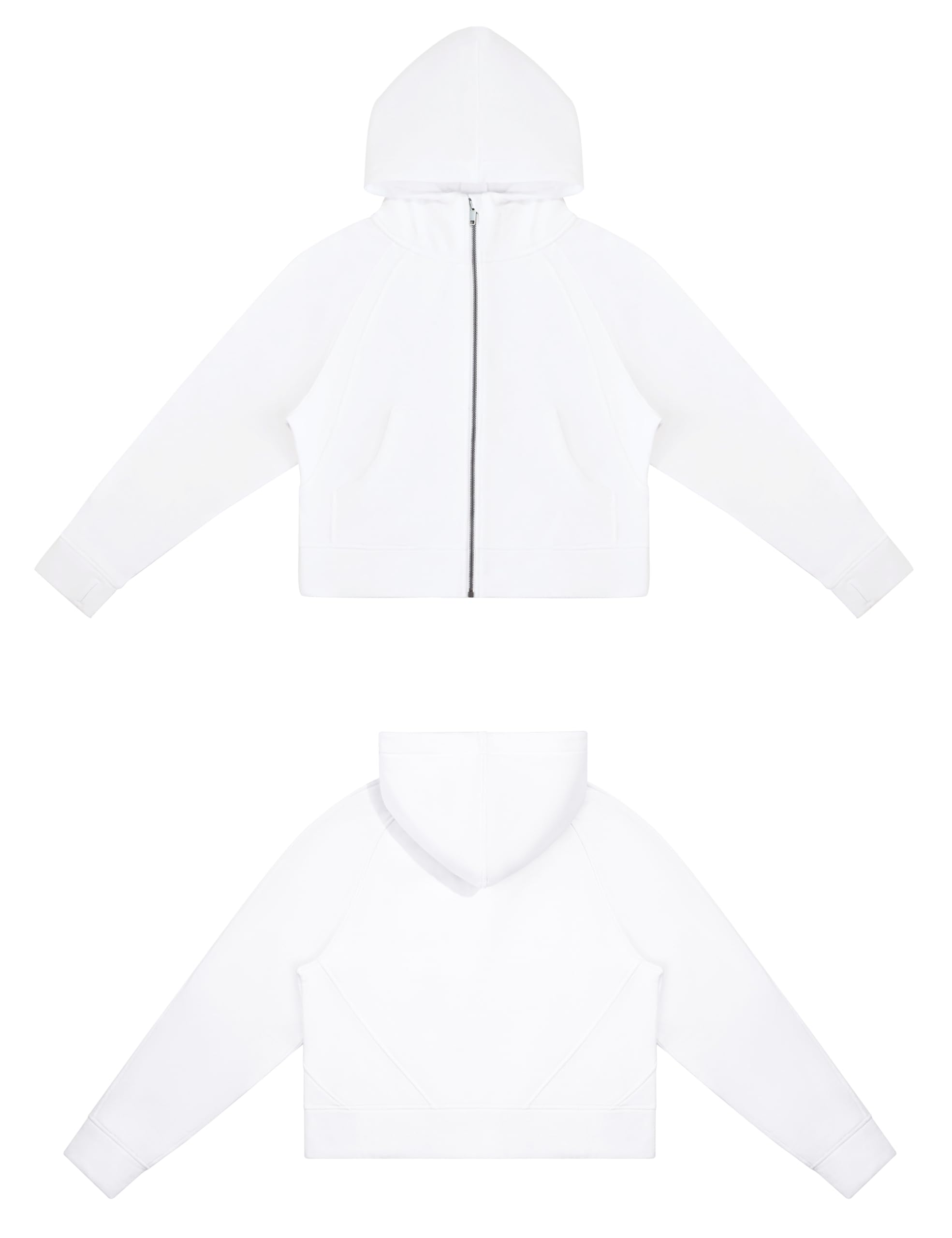 THE GYM PEOPLE Women's Full-Zip Up Hoodies Jacket Fleece Workout Crop Tops Sweatshirts with Pockets Thumb Hole
