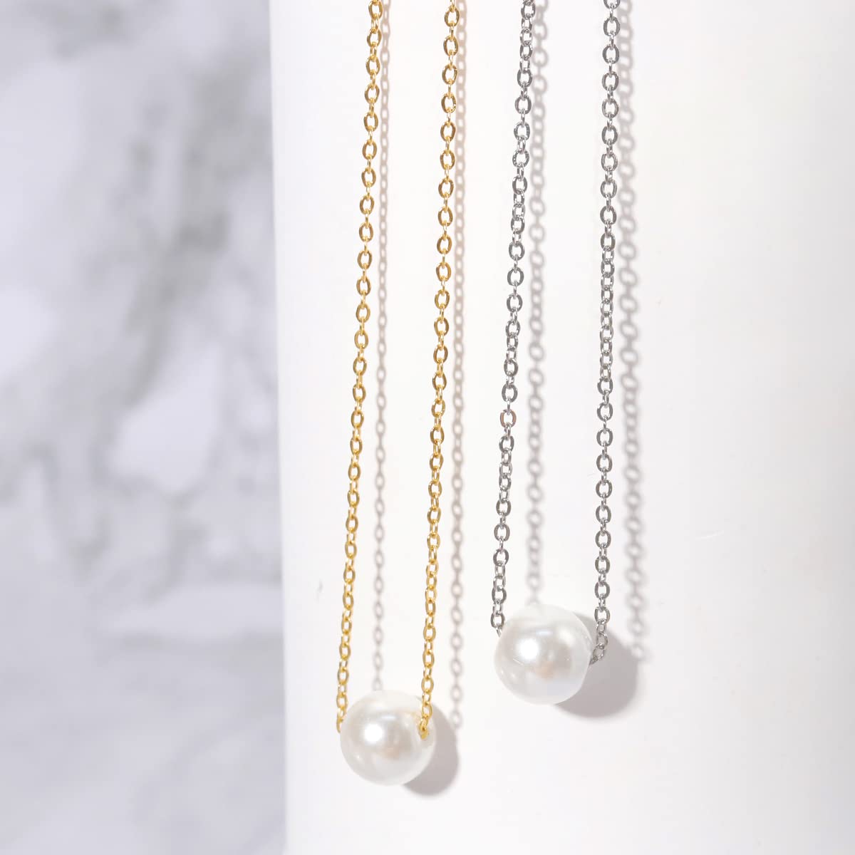 Pearl Necklaces for Women,14K Real Gold Plated Dainty Cute Pearl Necklace for Women Handmade Pearl Chain Necklace Everyday Jewelry Gift