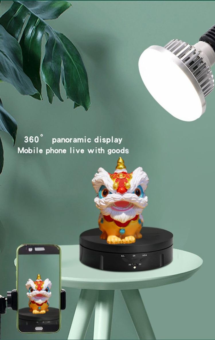 JAYEGT Motorized Rotating Display Stand, 5.74inch /22lbs Load, 360 Degree Electronic Turntable Display Stand for Photography Products Shows , Jewelry, Watch, 3D Models, Cake (Black/Button Control/rechargeable)