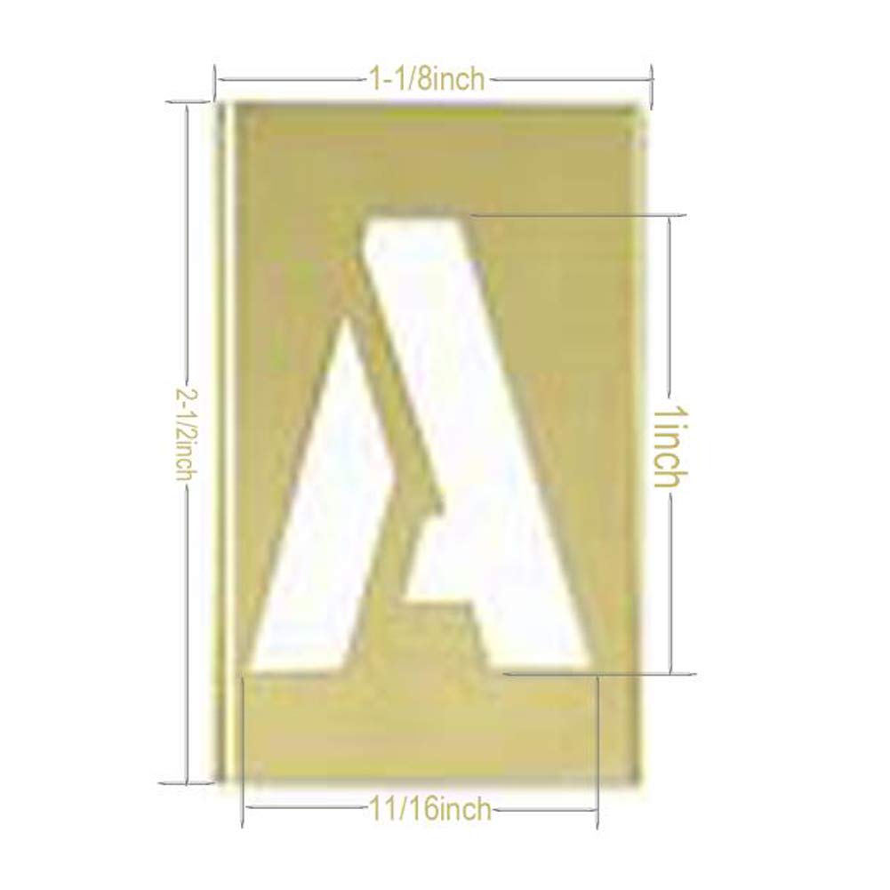 Deezio 1 Inch Brass Stencil Kit, Numbers and Punctuations Number Stencil - 15 Piece Set