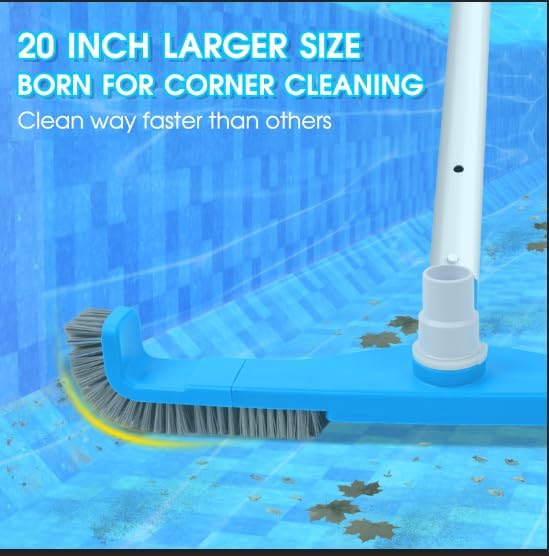 TidyMister 20" 2 in 1 Pool Brush Vacuum Head with Swivel Hose Connection & Sturdy Nylon Bristles for Heavy Duty Inground & Above- Ground Pool Cleaning - Connecting 1-1/4" or 1-1/2" Hose (No Pole)