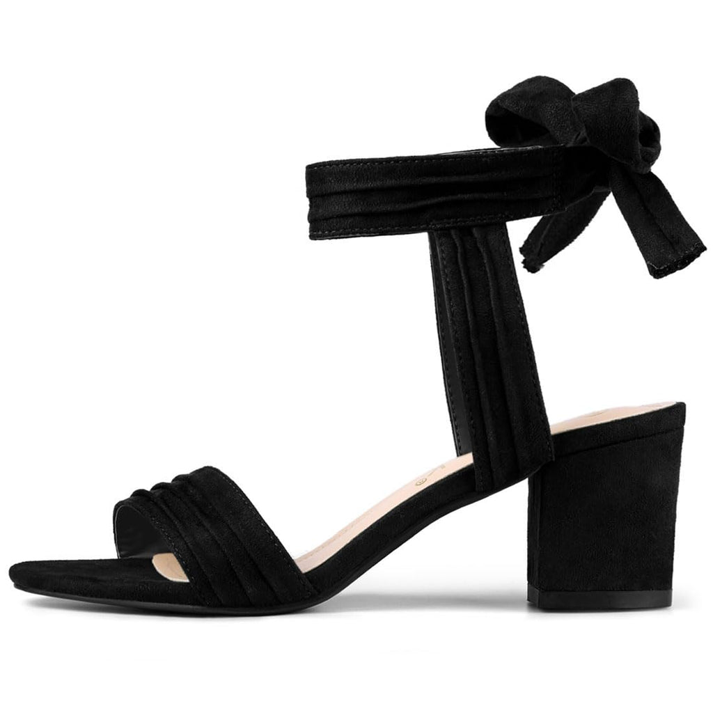 Allegra K Women's Open Toe Ankle Tie Back Block Heels Sandals