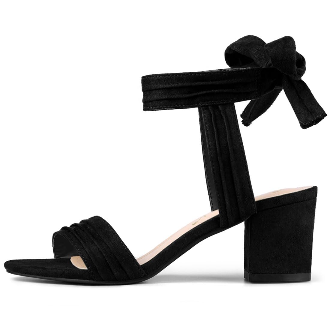 Allegra K Women's Open Toe Ankle Tie Back Block Heels Sandals