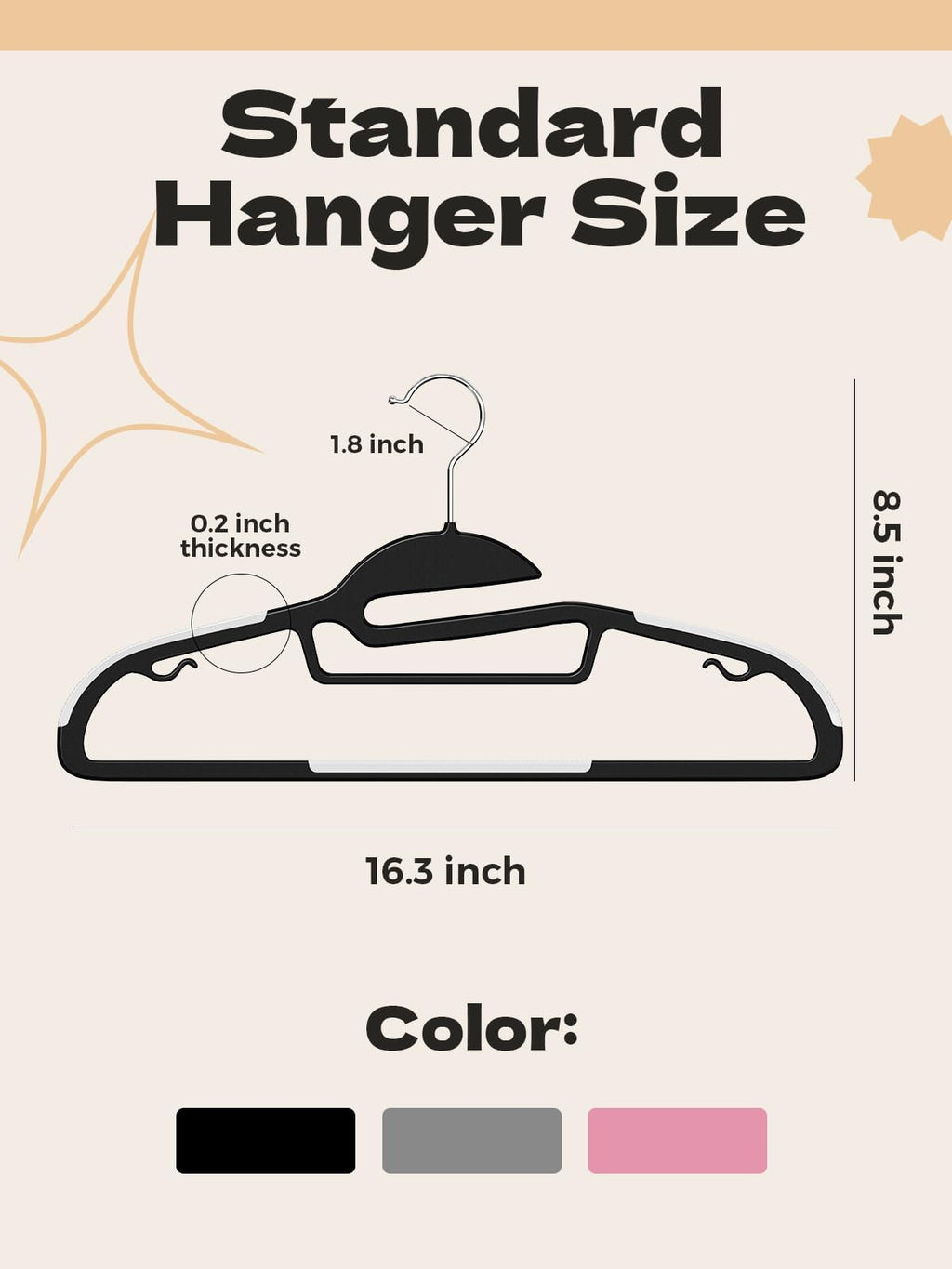 HOUSE DAY Slim Plastic Hangers with Non Slip Rubber Pads, 30 Pack, Black | Space saving closet organizer, heavy duty S-shape, rubber grip pads help keep shirts, suits, coats, pants, skirts in place