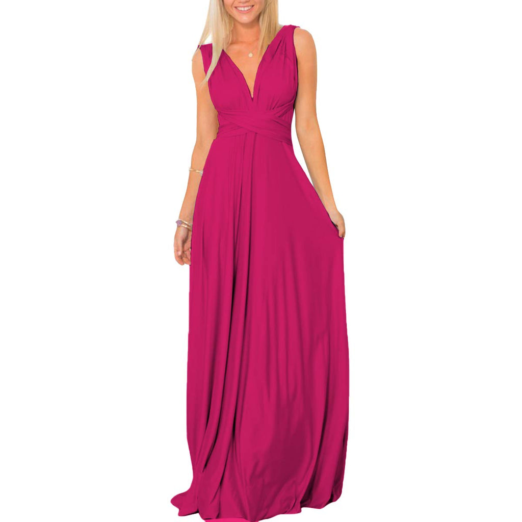 Women Transformer Hi Low Evening Long Prom Dress Halter Convertible Multi Way Spaghetti Strap Wedding Cocktail Maxi Gown