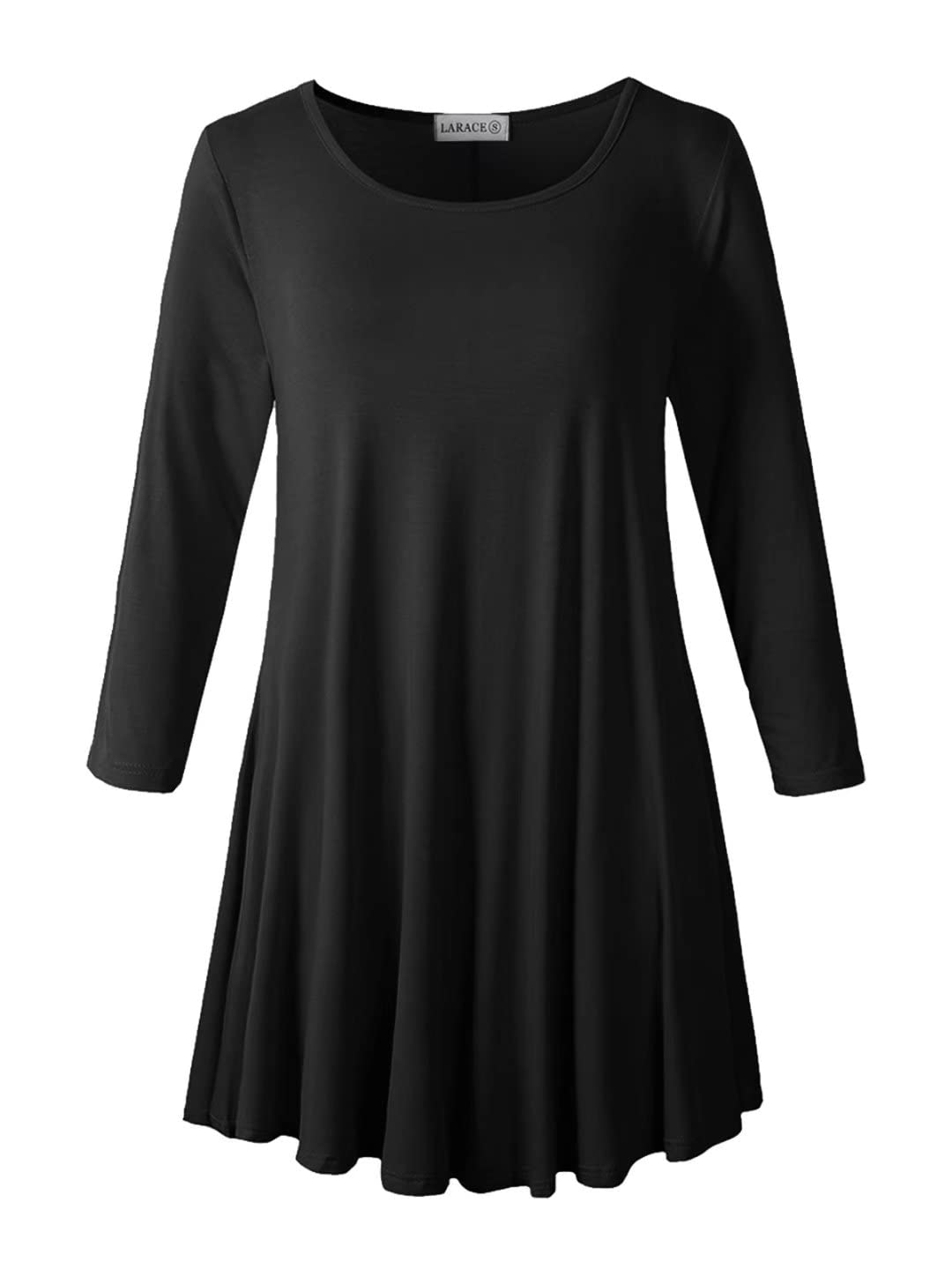 LARACE 3/4 Sleeve Shirts for Women Plus Size Tunic Dressy Top Loose Fit Flare T-Shirt