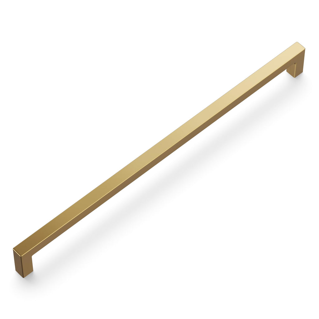 Hickory Hardware Solid Core Kitchen Cabinet Pulls, Luxury Cabinet Handles, Hardware for Doors & Dresser Drawers, 3 Inch Hole Center, Brushed Golden Brass, Skylight Collection (Pack of 1)