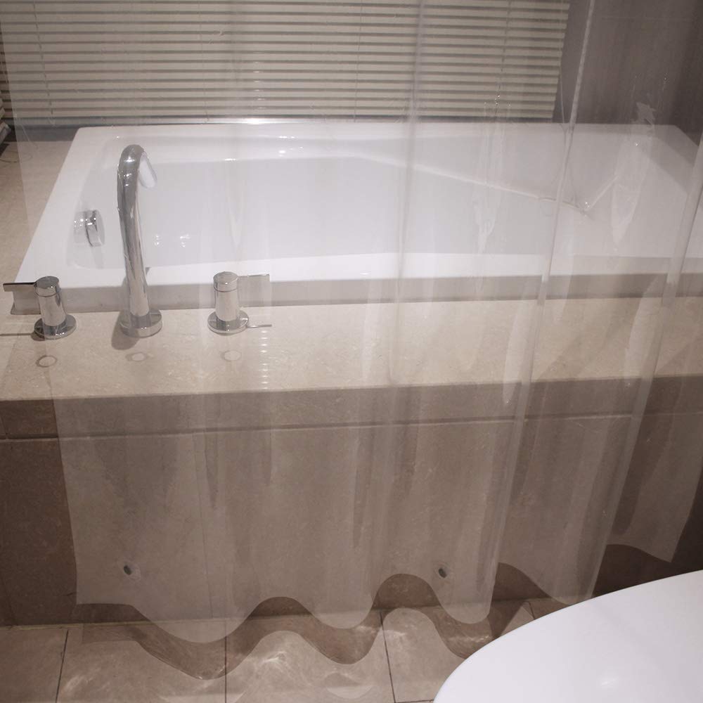 AooHome Eva Small 36x72 Inches Shower Liner, See Through Clear 8 Gauge Bathroom Curtain with Hooks, Bottom Magnets, Water Repellent, Heavy Duty, Rust Proof Grommets