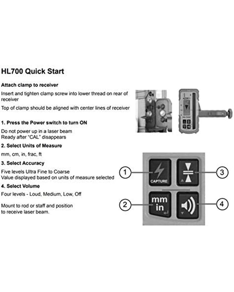 Spectra Precision HR150U Laser Receiver for Interior Leveling with red or green beam rotating lasers. Dual Sided LED Display, Magnetic Mount, Includes Rod Clamp and Alkaline Batteries