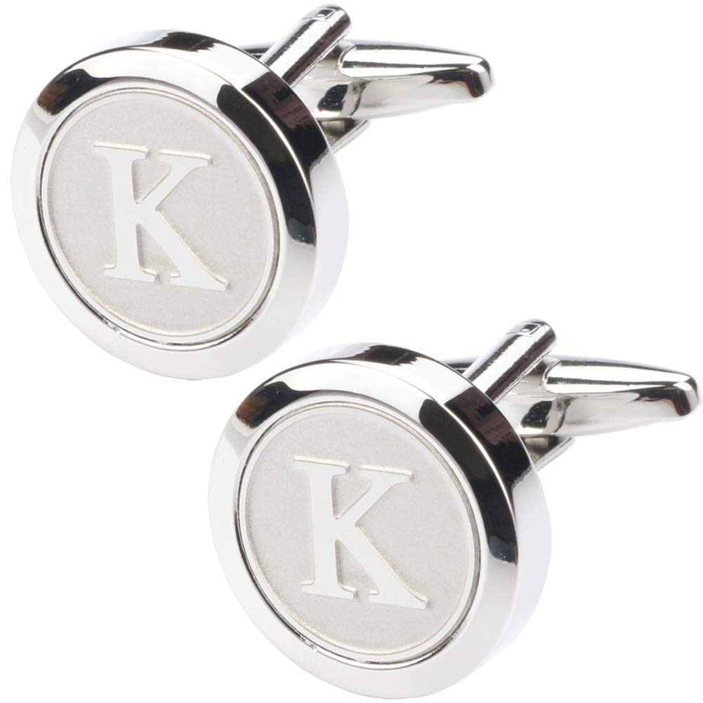 Mens Classic Stainless Steel Initial Cufflinks 26 Alphabet Initial Letter Cufflinks Business Wedding Shirts A-Z