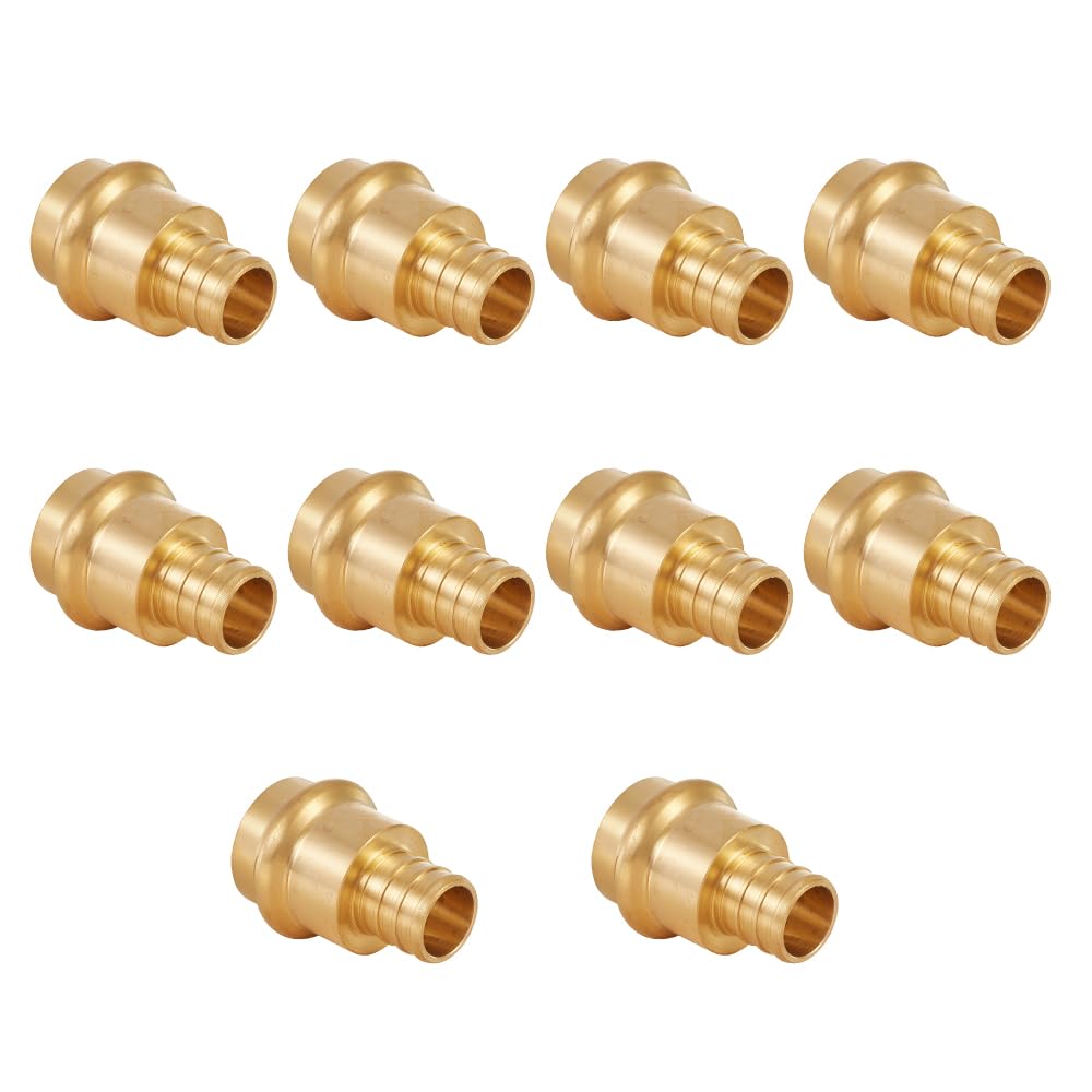 (Pack of 2) EFIELD 1" Copper Press X 1" PEX Crimp Coupling Brass Adapters For Copper and Pex Pipe Connection,(PEX1807388-2PCS)
