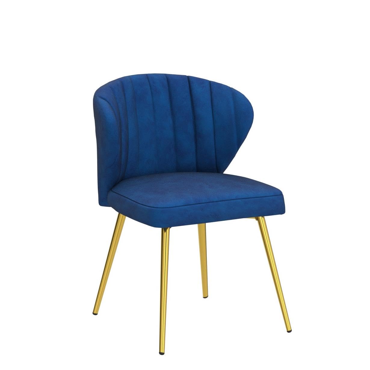 HULALA HOME Velvet Dining Chairs, Modern Small Armless Accent Chair with Gold Metal Legs, Living Room Upholstered Cute Side Chair, Elegant Tufted Back Vanity Chair for Bedroom, Auburn