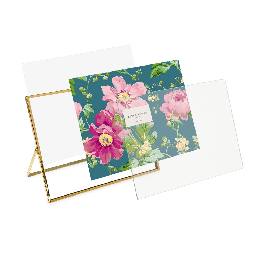 Laura Ashley 2x3 Rose Gold Flat Metal Picture Frame (Vertical) with Pull-Out Easel Stand, Made for Tabletop, Counterspace, Shelf and Desk (2x3, Rose Gold)