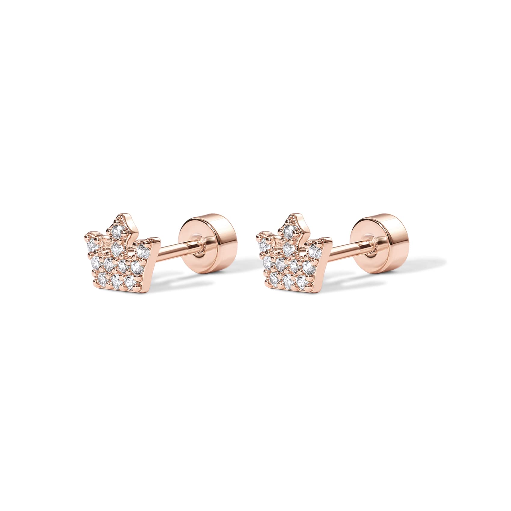 PAVOI 14K Gold Plated Flat Back Earrings | Solid 925 Sterling Silver Posts | Helix Cartilage Earrings for Women | Cubic Zirconia Stud Earrings | Trending Fashion Jewelry
