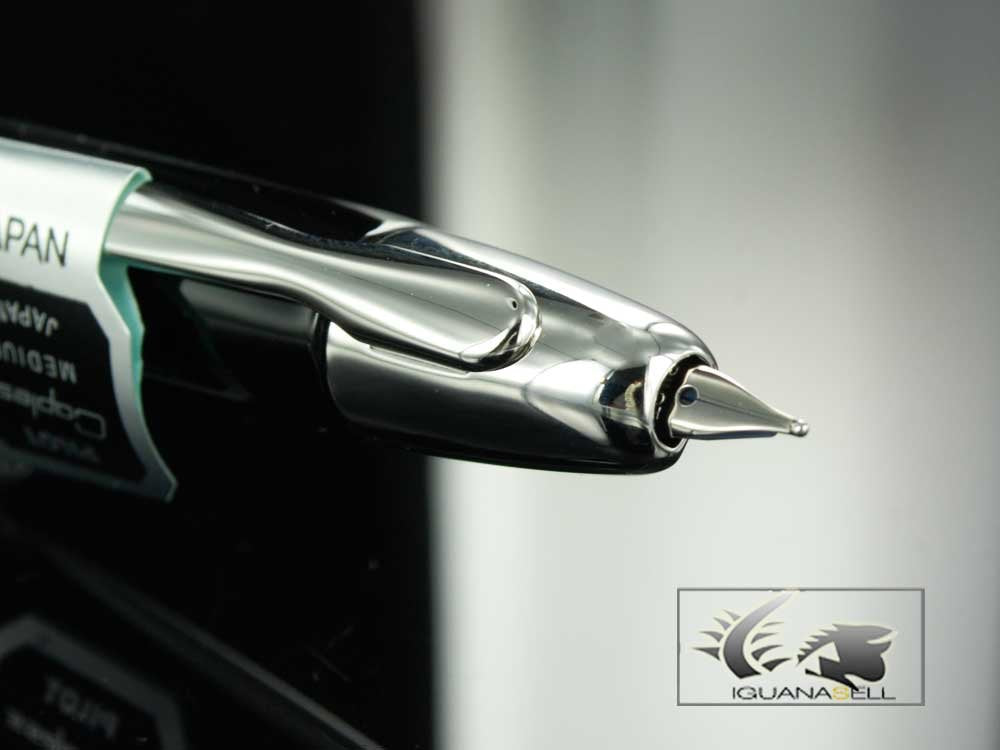 PILOT Vanishing Point Collection Refillable & Retractable Fountain Pen, Black Carbonesque Barrel with Rhodium Accents, Blue Ink, Medium Nib (60246)