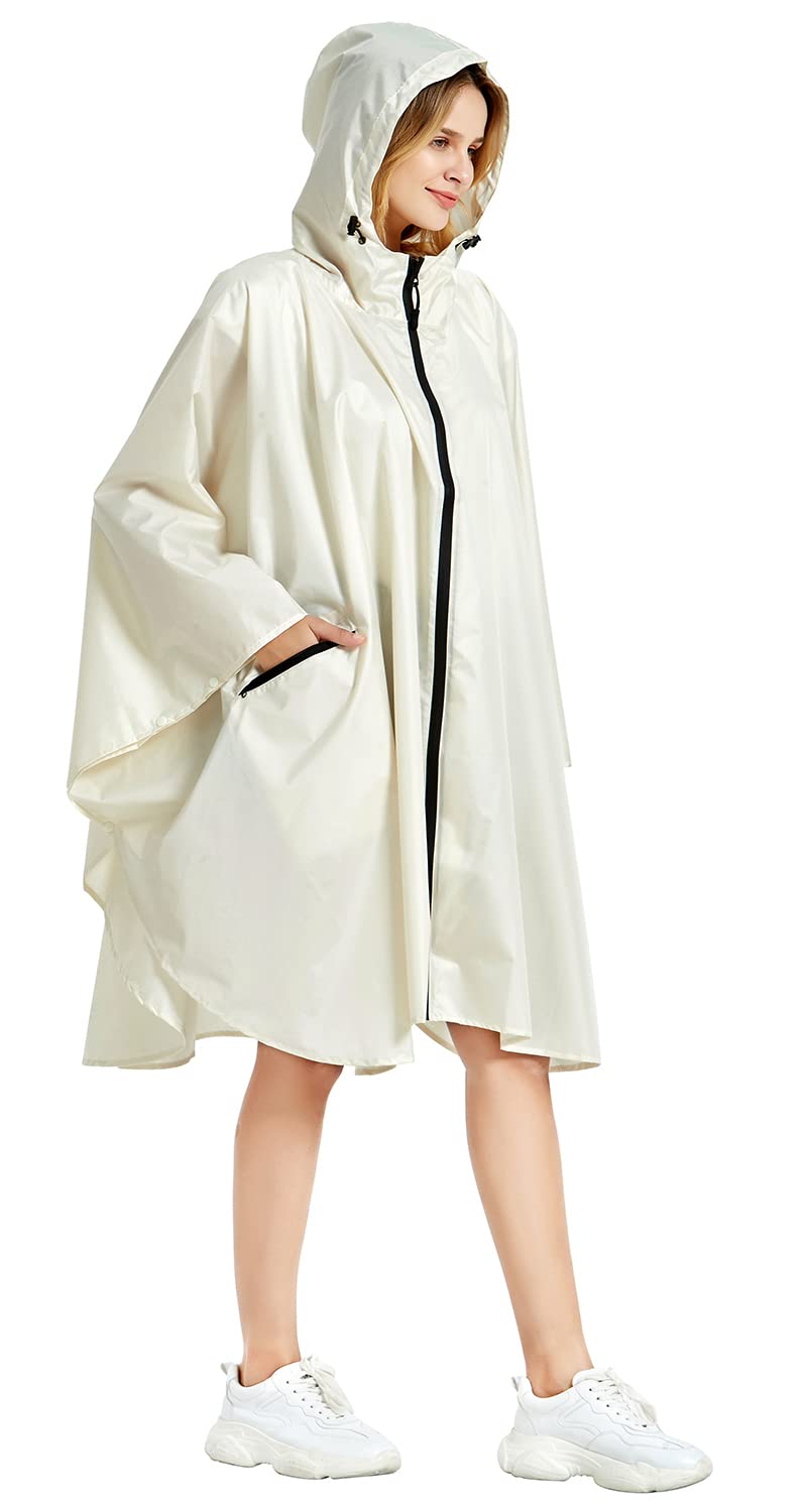 Rain Poncho Jacket Coat Hooded Zipper Style for Women/Men/Adult with Pocket
