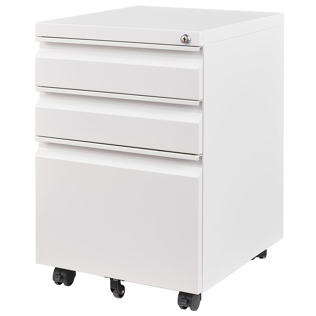 Letaya 3 Drawer Mobile File Cabinet with Lock,Under Desk Metal Small Filing Cabinets for Home Office Organizer Letters/Legal/A4(Fully Assembled Except Wheels-Black)