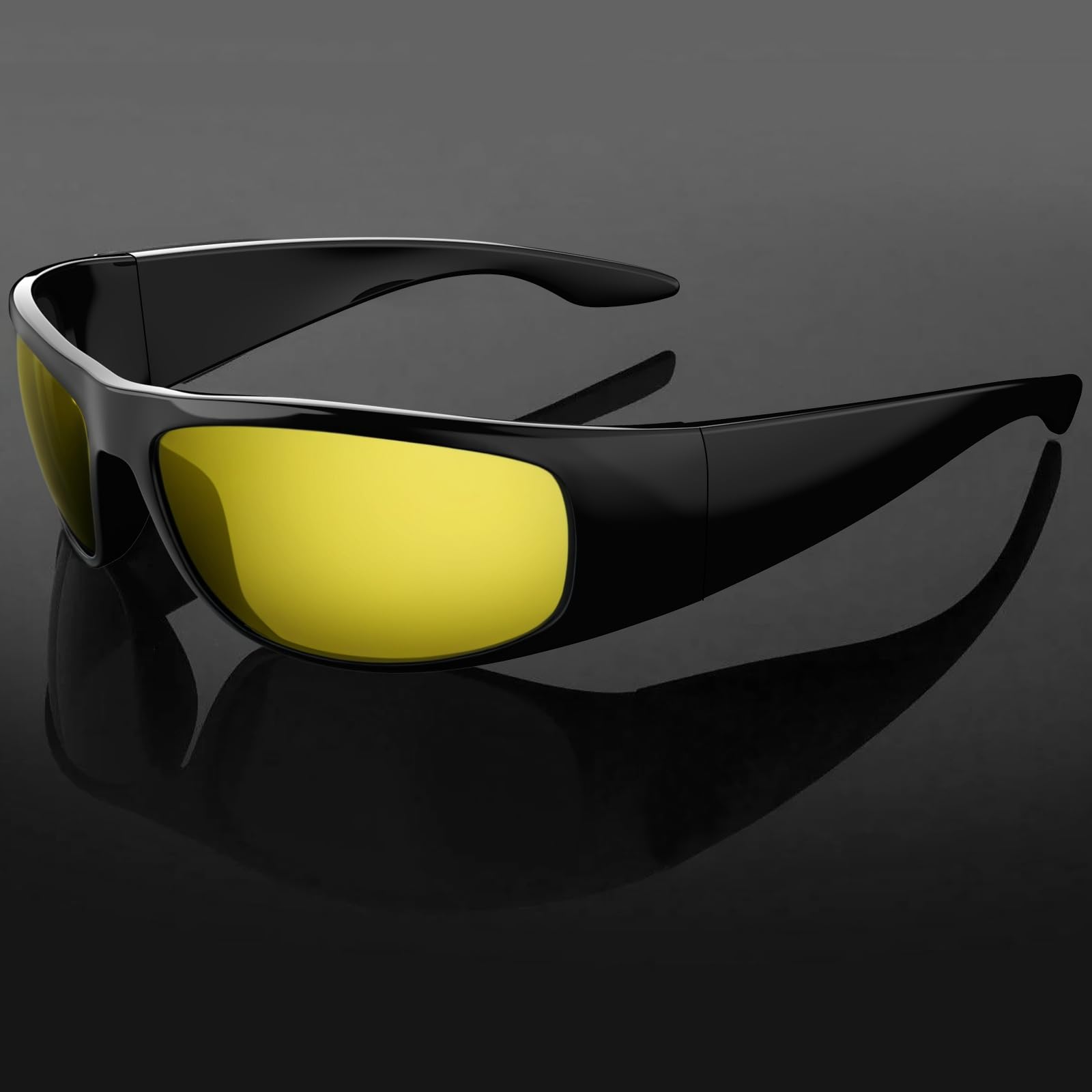 WISTON Wrap Around Sunglasses for Men Women Super Dark Blackout Sunglasses for Sensitive Eyes UV400 Protection W8005