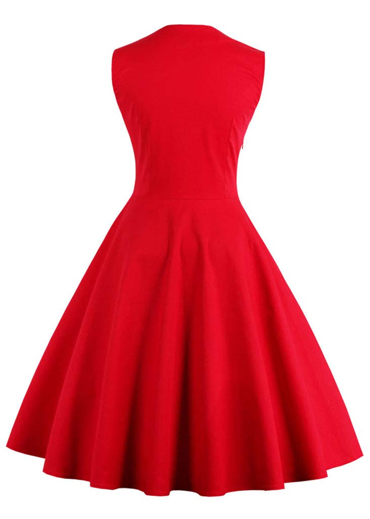 Nihsatin Vintage 1950s Retro Rockabilly Swing Dress Polka Dots Cocktail Dress with Belt