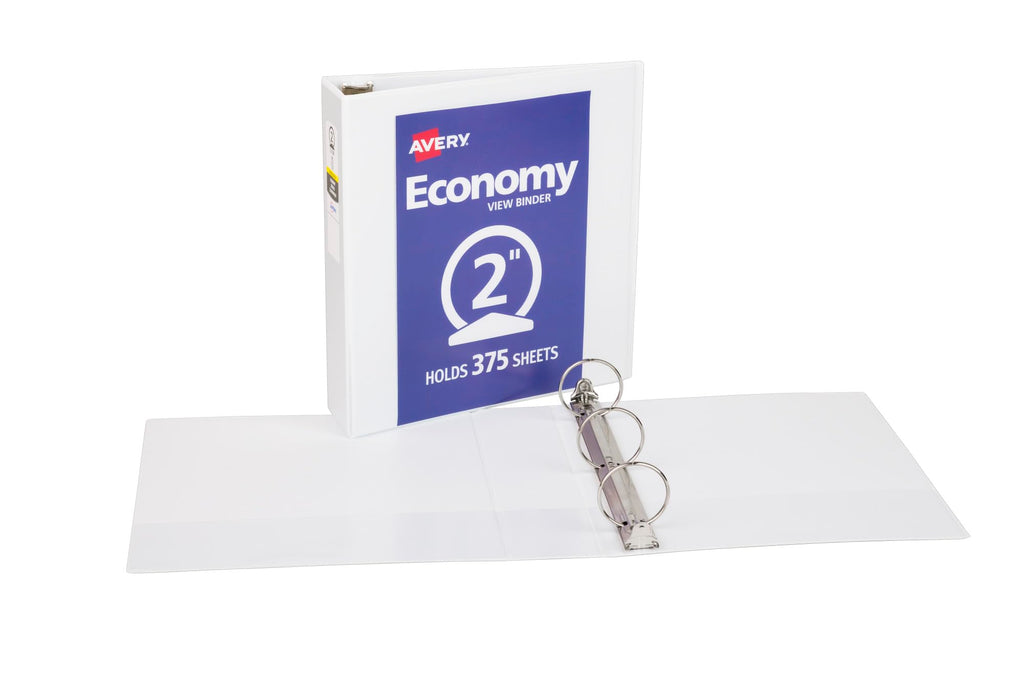 Avery Standard View 3 Ring Binders, 0.5" Round Rings, 100-Sheet Capacity, 0.7 Inch Wide Spine, White Binders, Ideal for Lightweight Organization and Occasional Referencing (12-Pack of 05706)