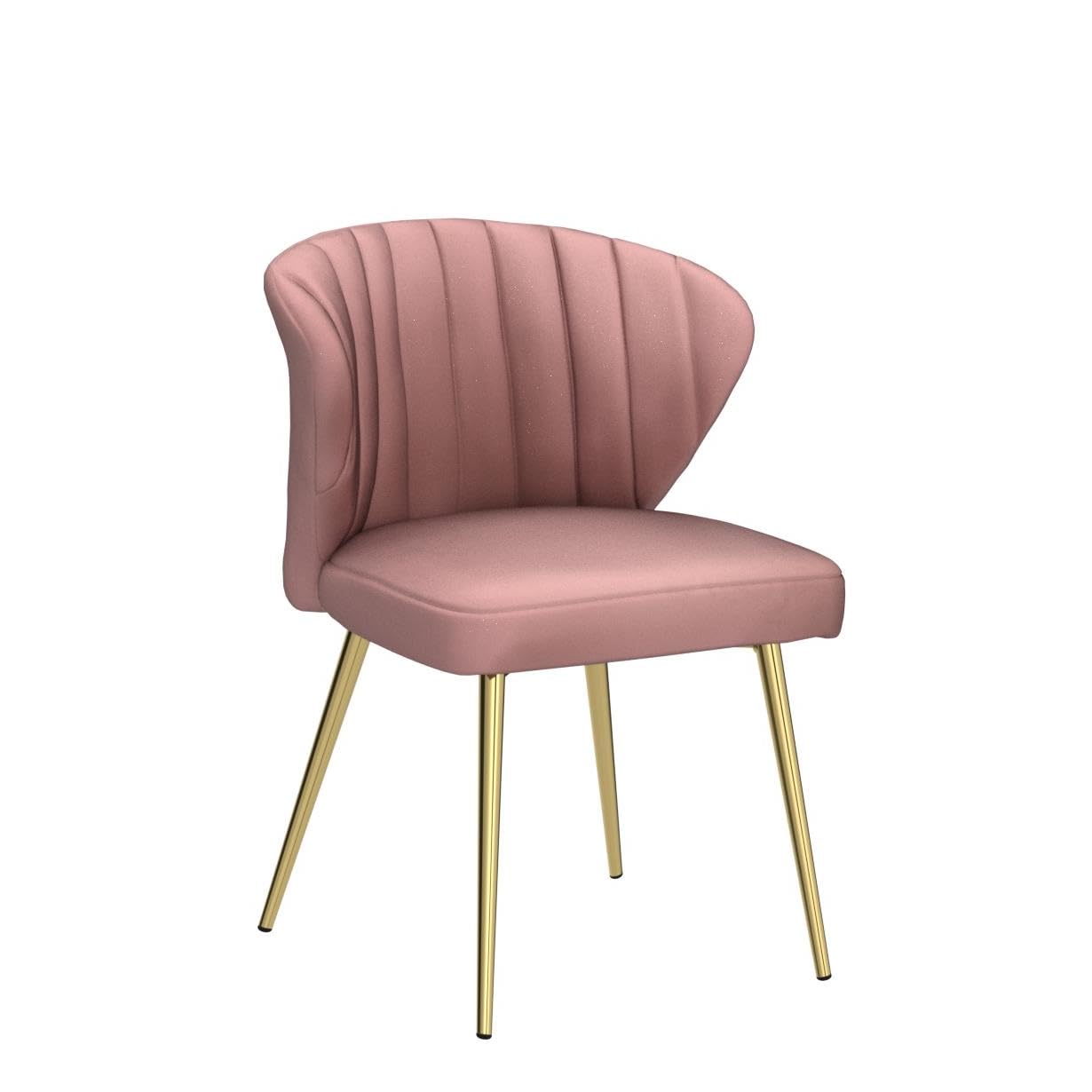 HULALA HOME Velvet Dining Chairs, Modern Small Armless Accent Chair with Gold Metal Legs, Living Room Upholstered Cute Side Chair, Elegant Tufted Back Vanity Chair for Bedroom, Auburn