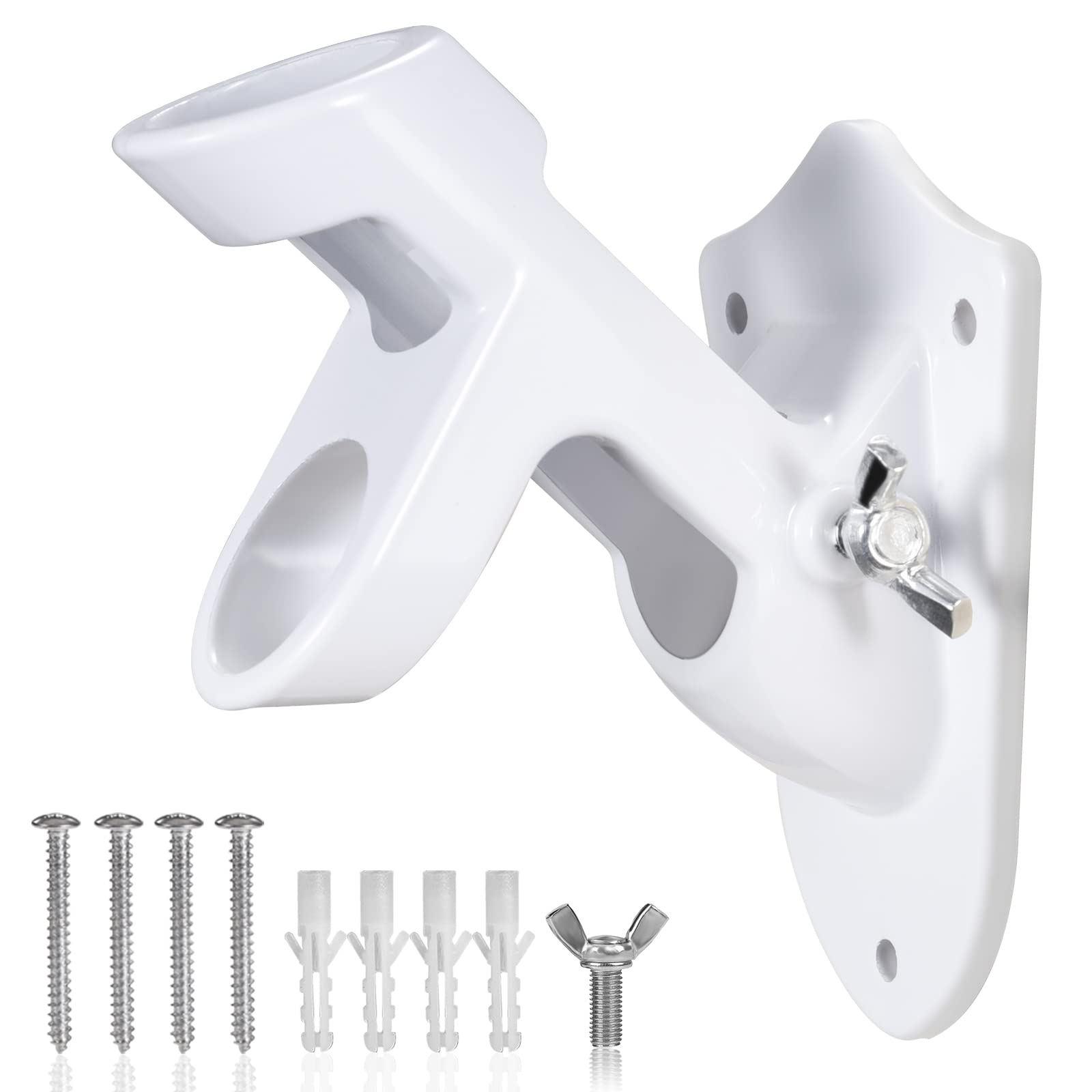 Flag Pole Holder Brackets, BONWIN 1" Flag Pole Mounting Bracket with Hardwares for House Wall Mount, 1" Inner Diameter, Two Positions & Aluminium Alloy, Rust Free Coated (Black - 1 Pack)