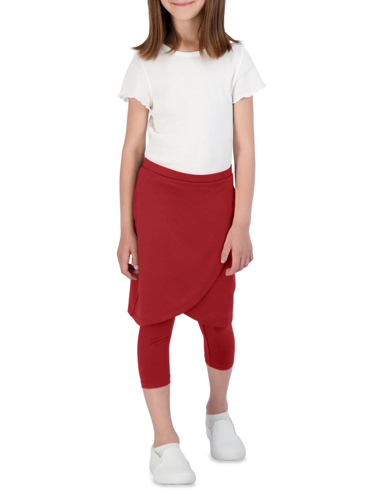 CharmWM Girls High Elastic Waist Capri Pants Kids Cute Active Golf Tennis Skorts Leggings Skirts Trousers