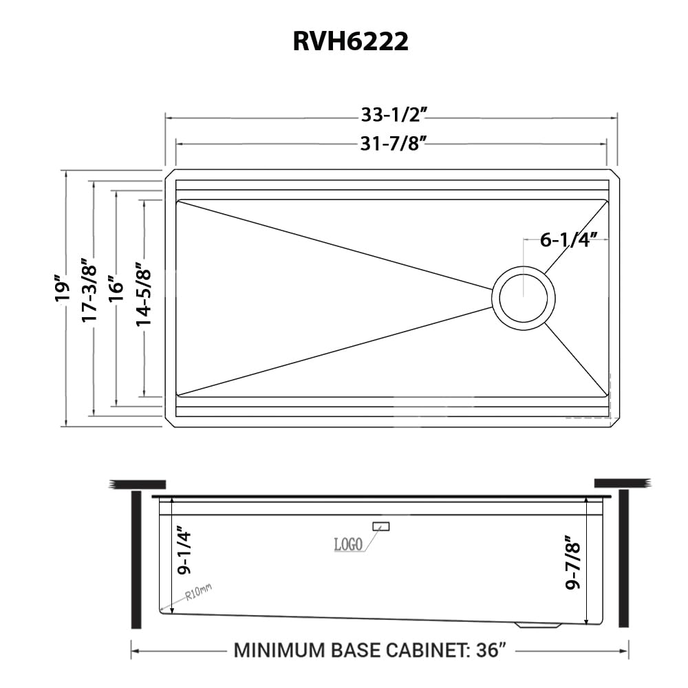 Ruvati 33-inch Workstation Kitchen Sink - Dual Tier Double Bowl Kitchen Sink - Low Divide Undermount Sinks - 16 Gauge Stainless Steel Kitchens Sinks - RVH8255