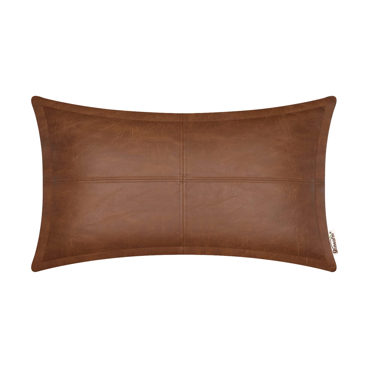 BRAWARM Faux Leather Throw Pillow Covers 16 X 16 Inches, Black Leather Pillow Cover, Hand Stitched Leather Decorative Pillow Cover for Couch Sofa Bed Living Room Home Garden