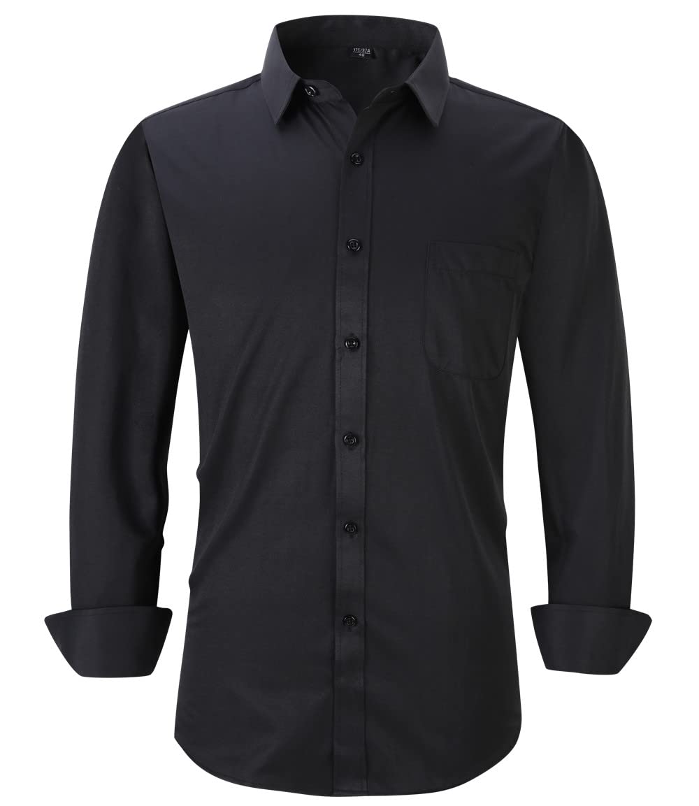 Long Sleeve Dress Shirts for Men - Regular-Fit Casual Button-Down Shirt with Pockets