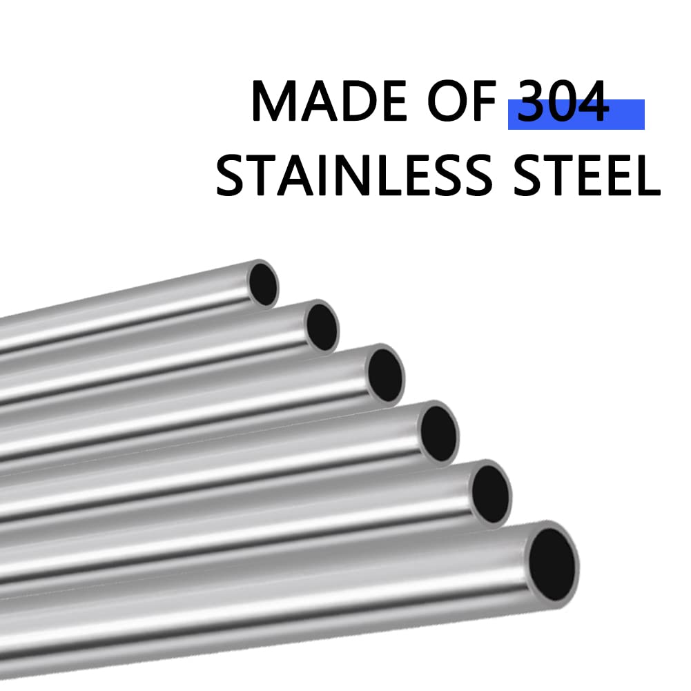 1" OD 304 Stainless Steel Tube, Thickened Pipe Wall & Weldable Tubing, Round Metal Pipe Industrial Straight Tube 10 inch Length (2 Pcs)