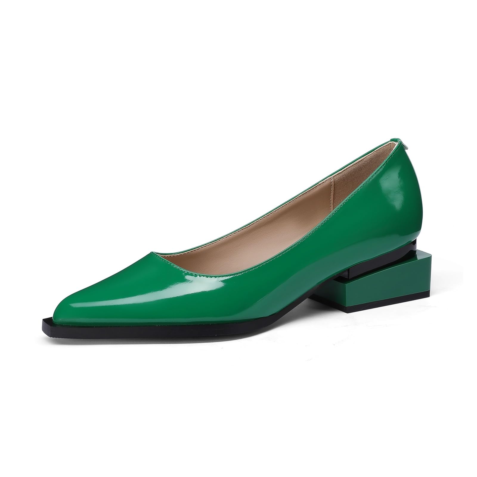 LingxiaUne Dress Shoes for Women, Comfortable Dressy Flats, Womens Chunky Heel Pumps with Arch Support and Pointed Toe