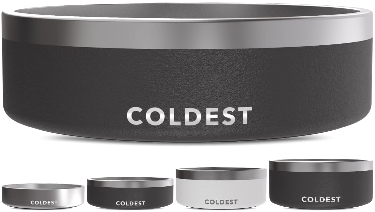 Coldest Dog Bowl - Anti Rust Metal, Non Slip, 3 Layers Insulated Stainless Steel Dog Bowls - Spill Proof & Heavy Duty - Water Bowl for Dogs, Cats & Pets, Dish Washer Safe (21 oz, Mars Red Glitter)