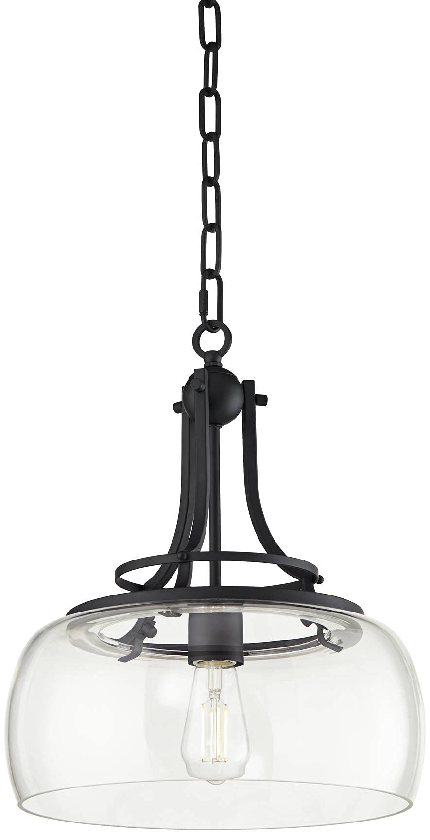 Franklin Iron Works Charleston Satin Nickel Pendant Chandelier 16" Wide Rustic Farmhouse Seeded Clear Glass LED 3-Light Fixture for Dining Room House Foyer Entryway Kitchen Bedroom Living Room