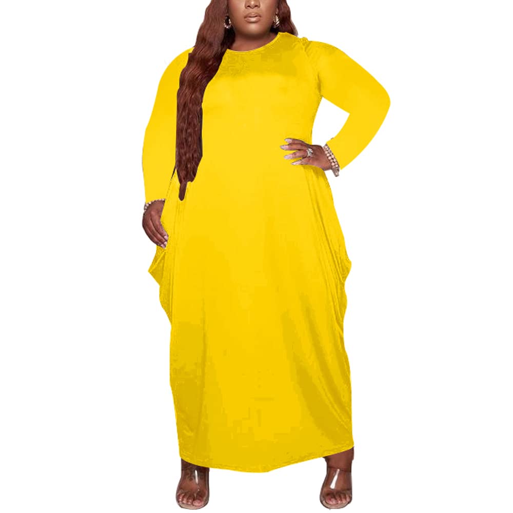 Tycorwd Women's Plus Size Casual Maxi Dresses Short Sleeve Loose Beach Dress Sundress with Pockets