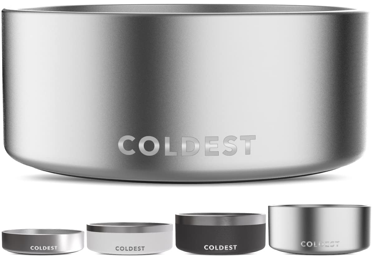 Coldest Dog Bowl - Anti Rust Metal, Non Slip, 3 Layers Insulated Stainless Steel Dog Bowls - Spill Proof & Heavy Duty - Water Bowl for Dogs, Cats & Pets, Dish Washer Safe (21 oz, Mars Red Glitter)