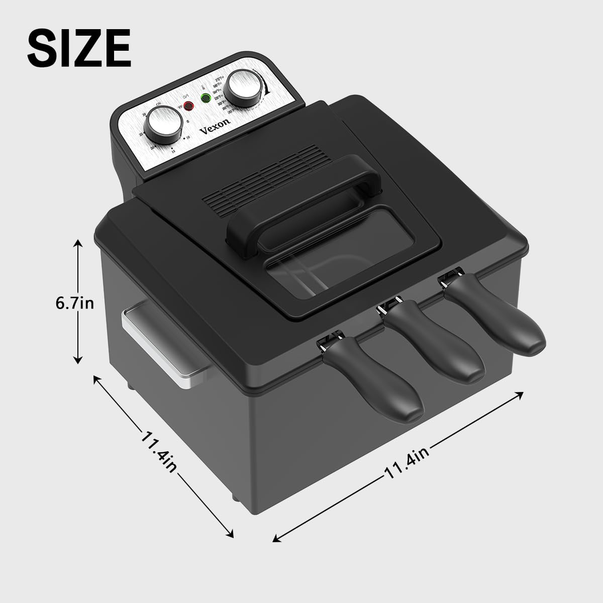 1800W 5 Liters/21 Cups Large Electric Deep Fryer with 3 Frying Baskets, Adjustable Temperature,View Window Lid,Countertop Stainless Steel Body Deep Fryer Pot,Perfect for Kitchen, Fry Fish for Home Use