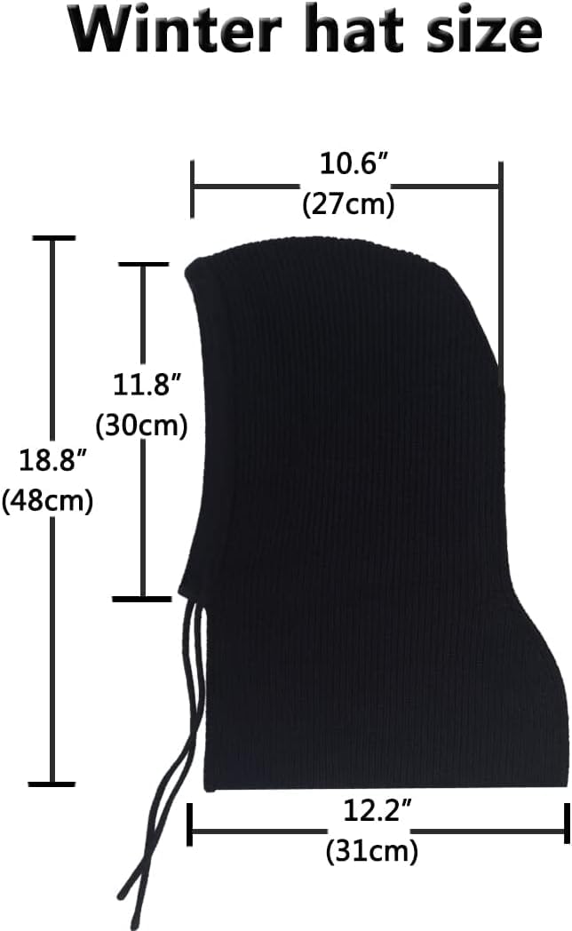 Facecozy Winter Hats for Women, Hooded Scarf Hat for Women Balaclava Knit Beanie Skull Cap Beanie Hat Men Neck Gaiters