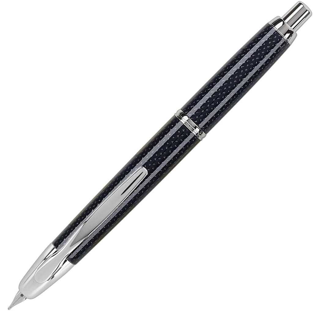 PILOT Vanishing Point Collection Refillable & Retractable Fountain Pen, Black Carbonesque Barrel with Rhodium Accents, Blue Ink, Medium Nib (60246)