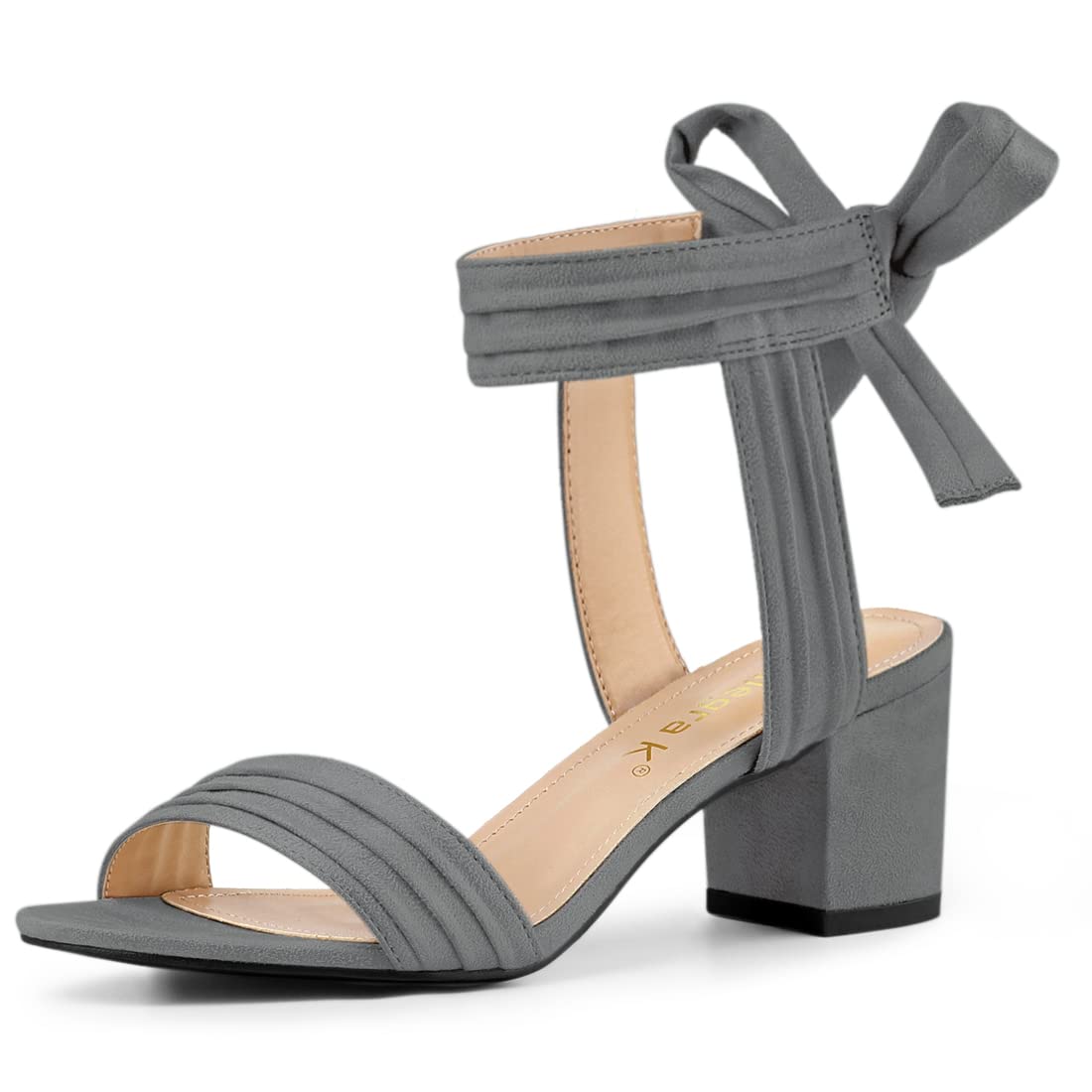 Allegra K Women's Open Toe Ankle Tie Back Block Heels Sandals