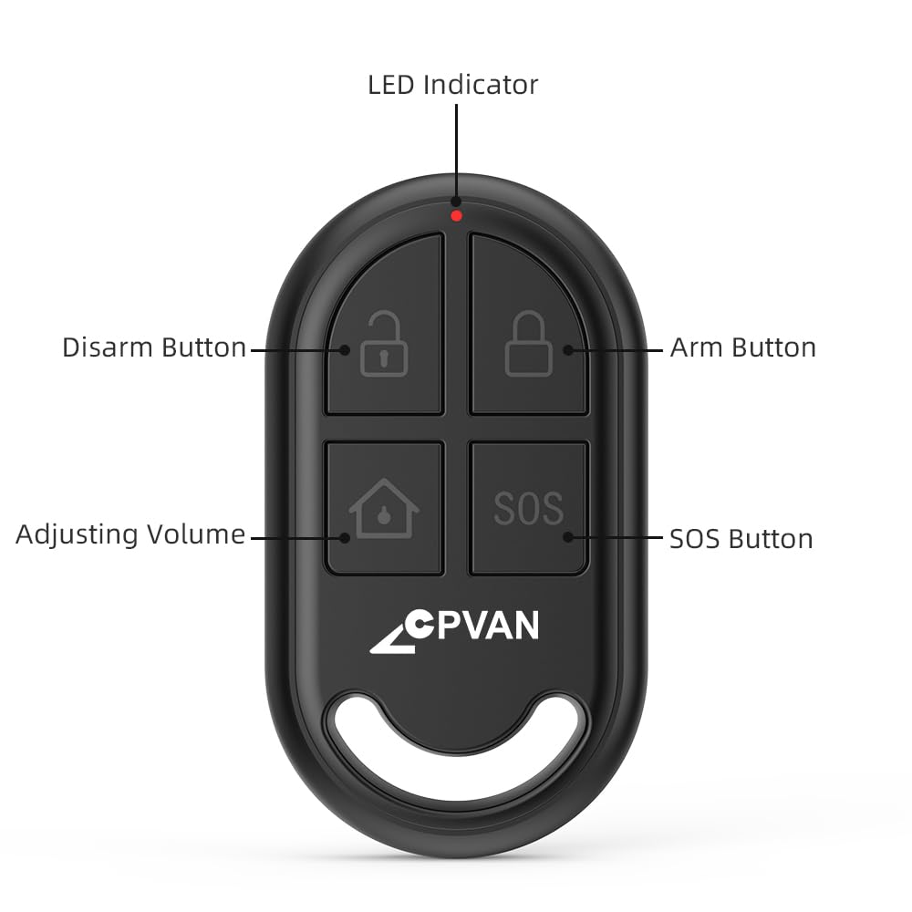 CPVAN WiFi Motion Sensor Alarm, 125dB Smart PIR Motion Detector with Phone App Alerts, Wireless Indoor Home Security Alarm System with Remote, 2.4GHz WiFi, Black