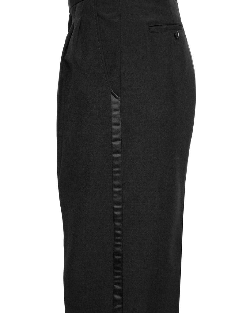 RGM Tuxedo Pants for Men with Satin Side Stripe – Classic Formal Dress Pants Ideal for Weddings, Black Tie Events & Parties