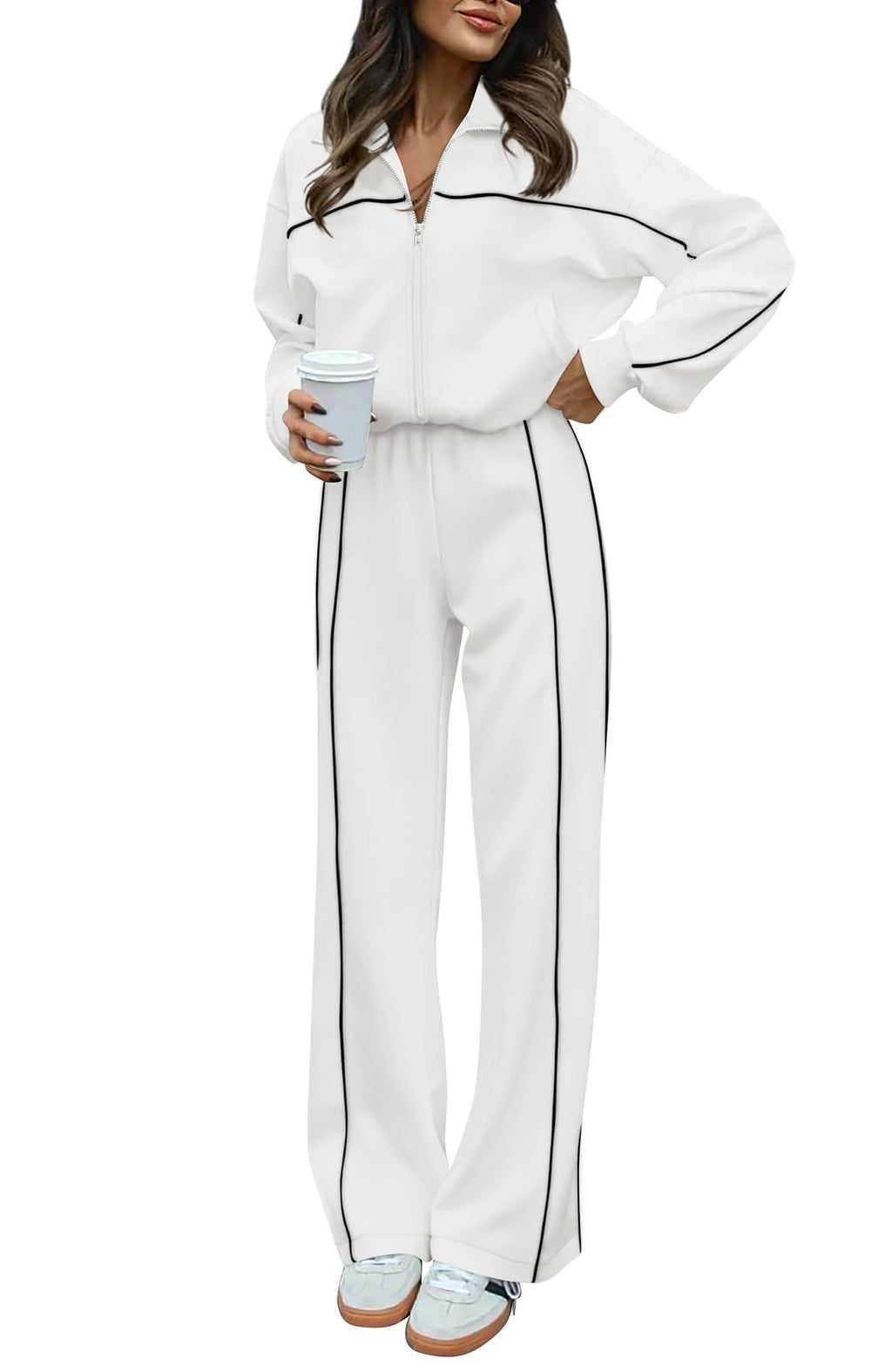 BTFBM Women's Two Piece Tracksuit Fall 2026 Long Sleeve Zip Up Sweatshirt Long Pants Outfits Jogger Sweatsuit Sets