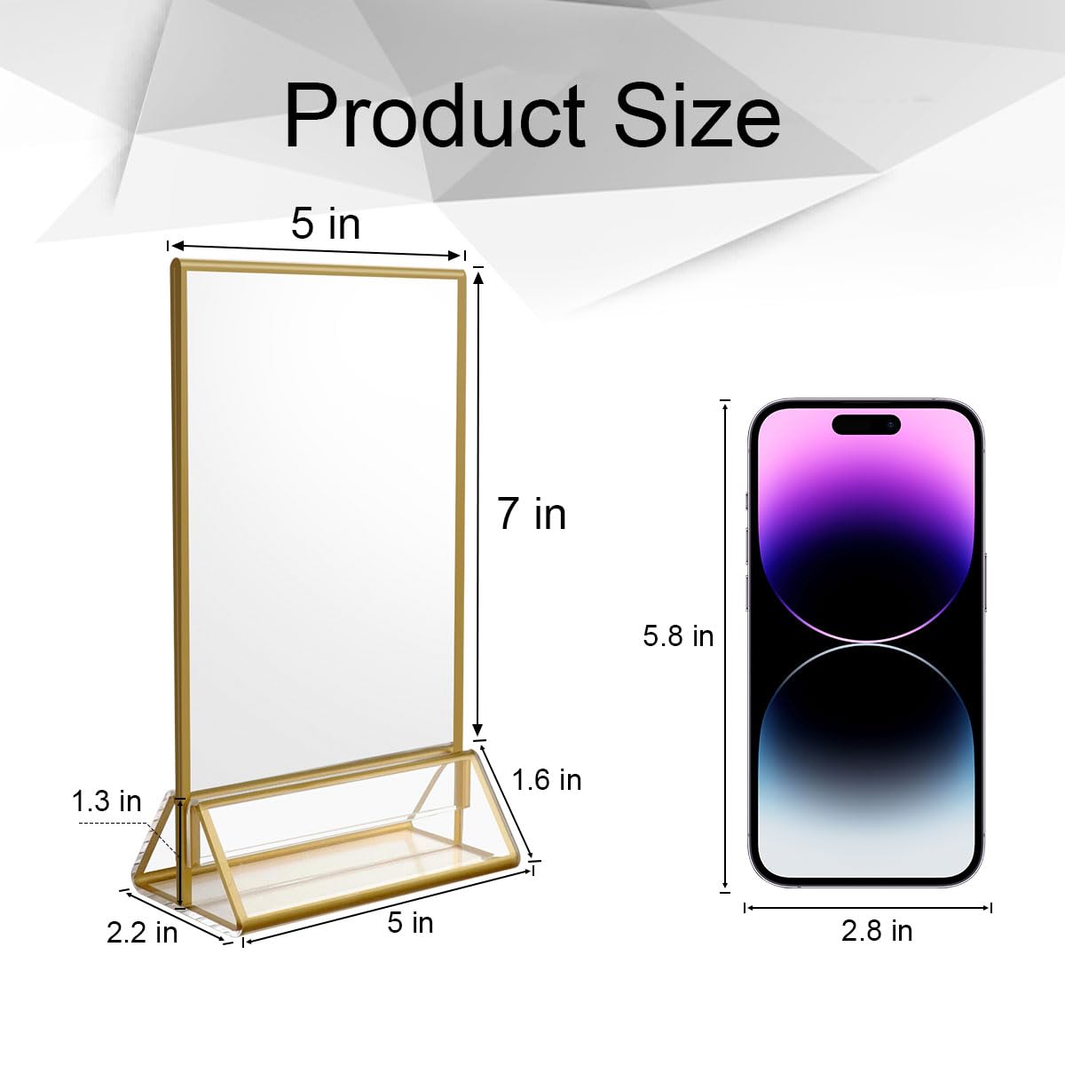 NIUBEE 6Pack 6 x 4 Horizontal Clear Acrylic Sign Holder with Gold Borders, Double Sided Table Menu Stands Picture Frames for Wedding Table Numbers, Restaurant Signs, Photos and Art Display