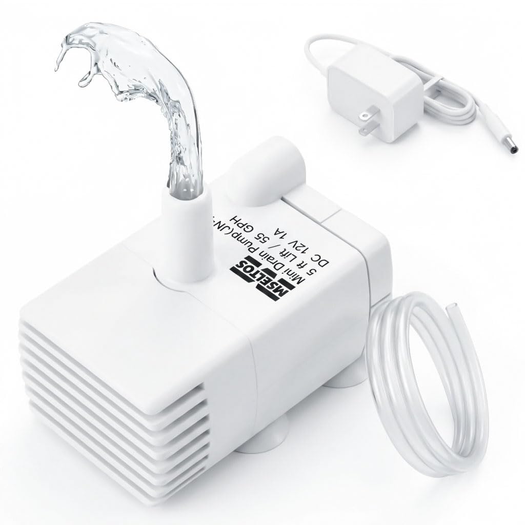 Automatic Small Sump Pump with Water Sensor, 5 FT Lift 55 GPH 115V/230V Mini Condensate Pump with Float Switch, Water Removal for Dehumidifier, Air Conditioner, Ice Maker, Basement, Auto On Off