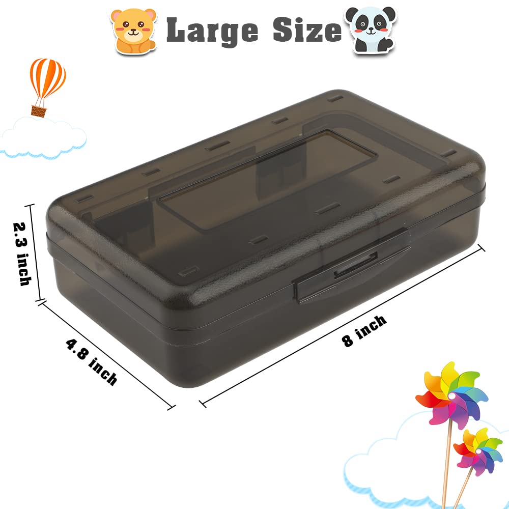 Pencil Case, Pencil Box, Clear Pencil Case, 3 Pack Plastic Pencil Case, Large Capacity Pencil Case, Crayon Box with Snap-tight Lid Stackable Design, Plastic Storage Box for School Office Supplies