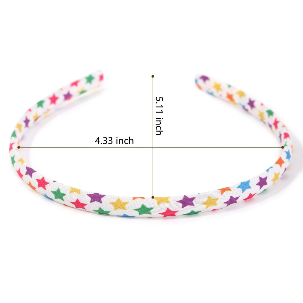 Fishdown Headbands for Girls 12Pcs Thin Head Bands for Girls Hairbands for Toddler Floral Cloth Fabric Covered Headband Birthday Party Favors