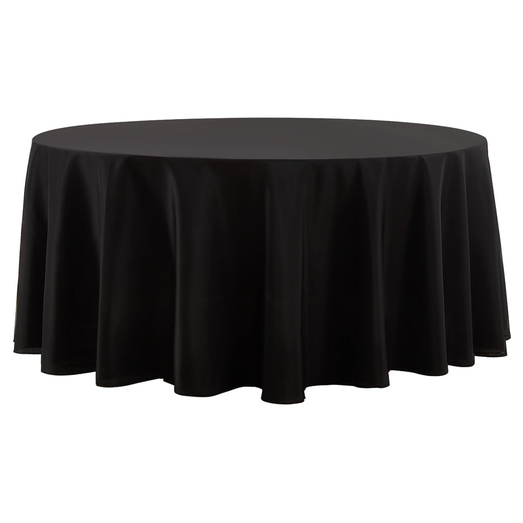 Round Tablecloth 2 Pack 90 Inch Black Tablecloths Washable Decorative Linen Polyester Table Clothes Cover for Dining Table Banquets Buffet Parties and Wedding