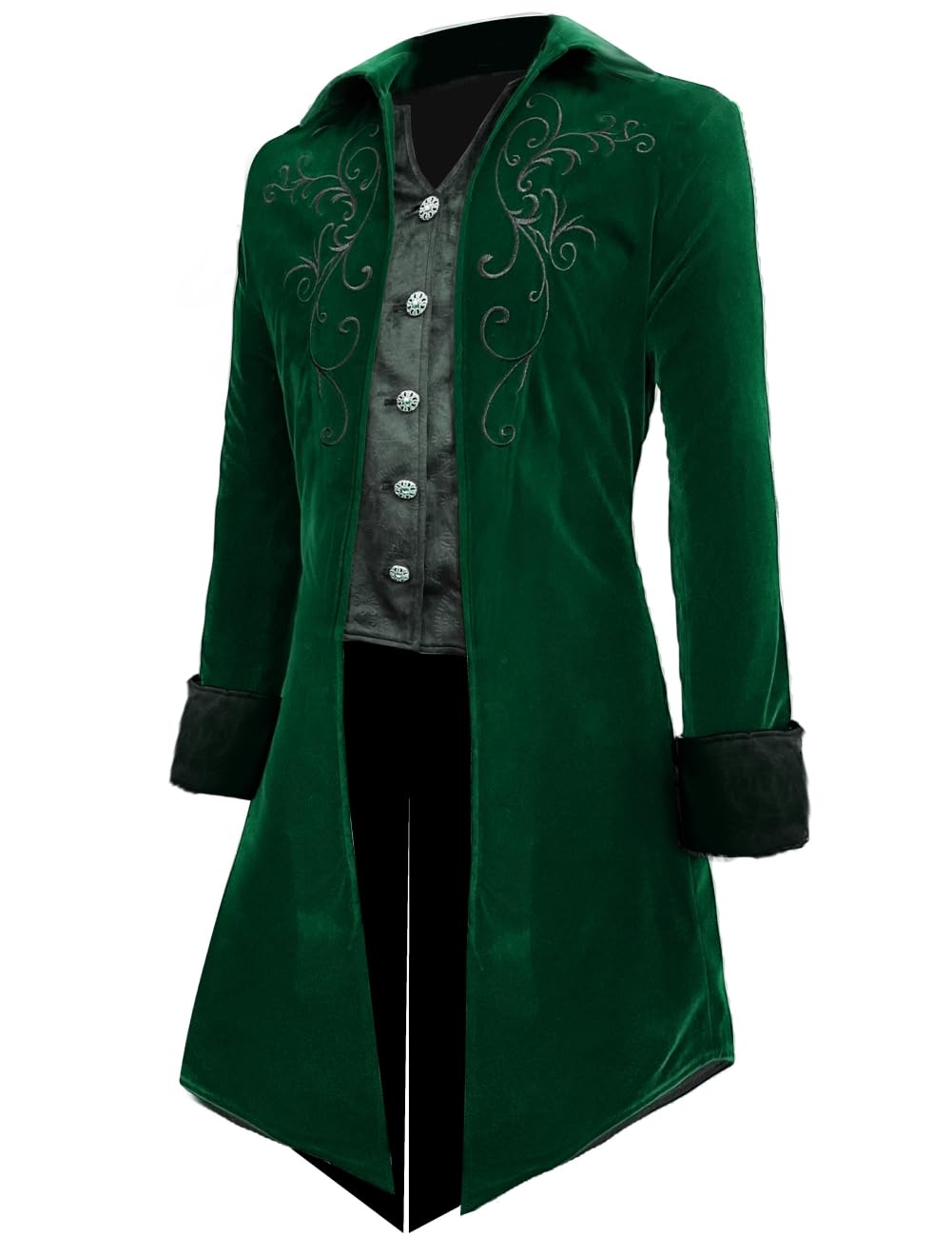 Crubelon Mens Steampunk Tailcoat Jacket Gothic Medieval Victorian Frock Coat